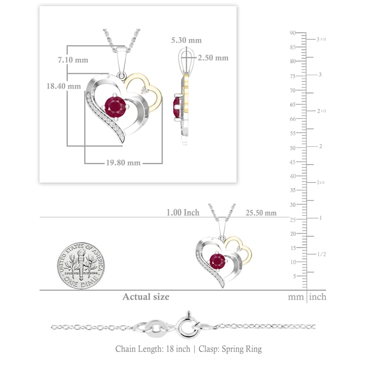 Dazzlingrock Collection Ruby and Diamond Double Heart Pendant with Chain
in 18K Gold