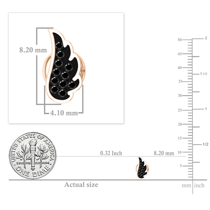 Dazzlingrock Collection Round Black Diamond Angel Wing Stud Earrings for
Women in 14K Rose Gold