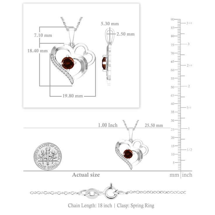 Dazzlingrock Collection Garnet and Diamond Double Heart Pendant with
Chain in 14K Gold