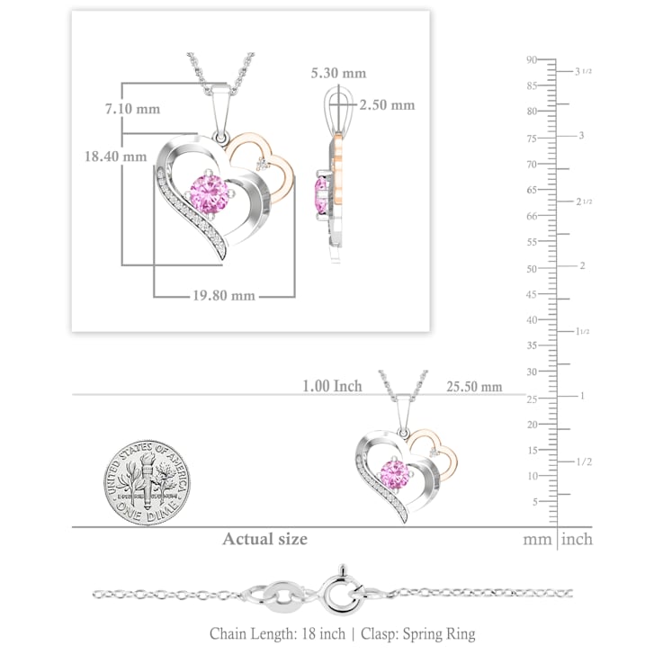 Dazzlingrock Collection Pink Sapphire and Diamond Double Heart Pendant
with Chain in 14K Gold
