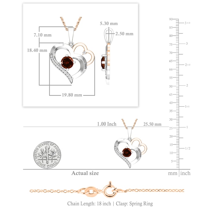 Dazzlingrock Collection Garnet and Diamond Double Heart Pendant with
Chain in 10K Gold