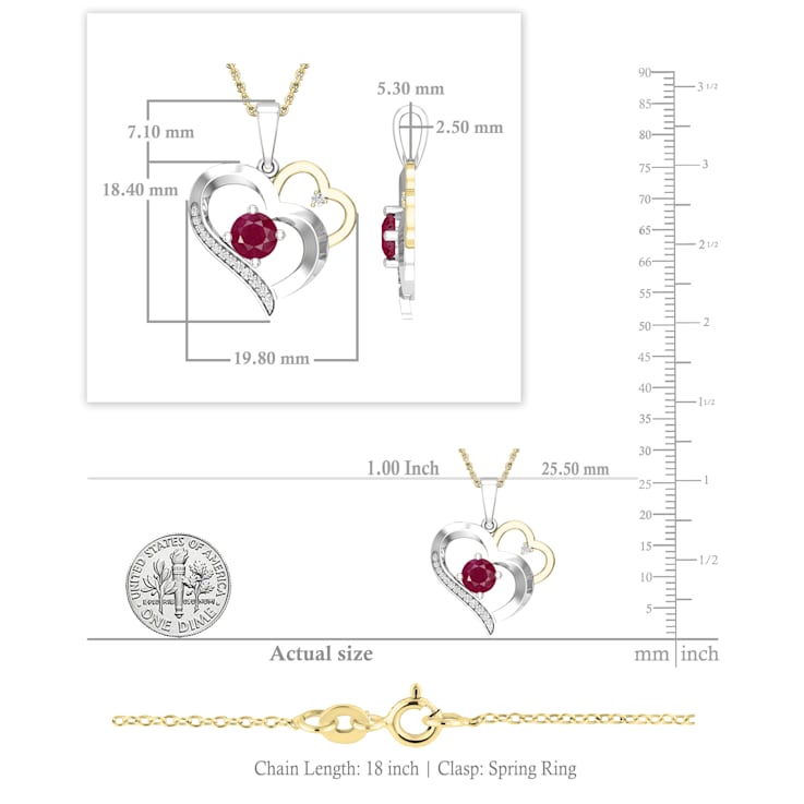 Dazzlingrock Collection Ruby and Diamond Double Heart Pendant with Chain
in 14K Gold