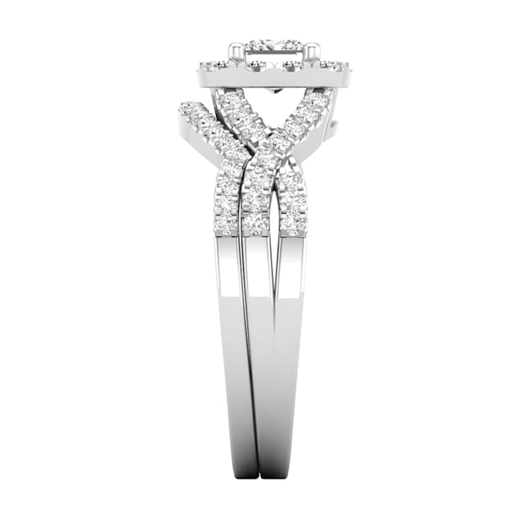 Dazzlingrock Collection Mixed Shape Diamond Halo Wedding Ring Set 1.0ctw
18K White Gold