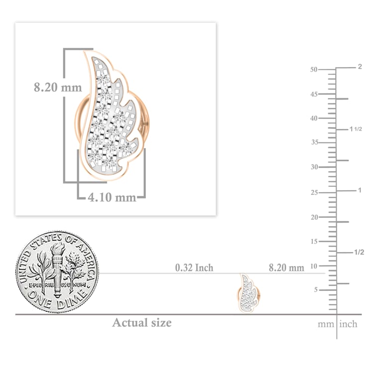 Dazzlingrock Collection Round White Diamond Angel Wing Stud Earrings for
Women in 18K Rose Gold