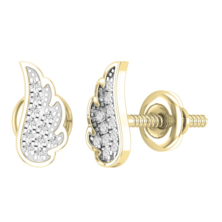 Dazzlingrock Collection Round White Diamond Angel Wing Stud Earrings for
Women in 18K Yellow Gold