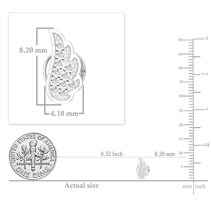 Dazzlingrock Collection Round White Diamond Angel Wing Stud Earrings for
Women in Sterling Silver