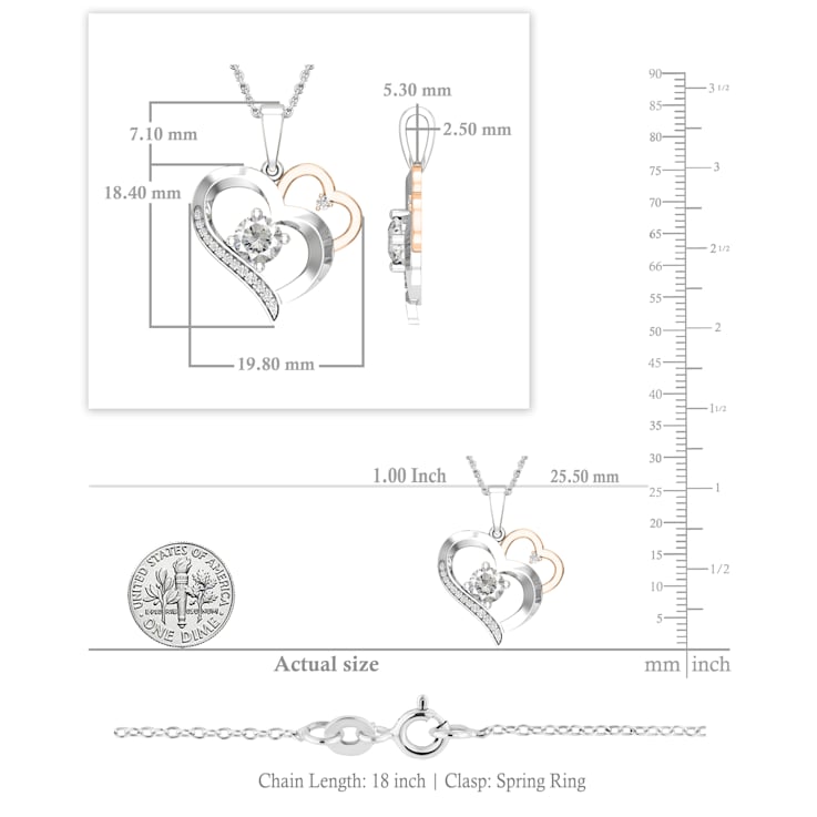 Dazzlingrock Collection Lab White Sapphire and Diamond Double Heart
Pendant with Chain in 14K Gold