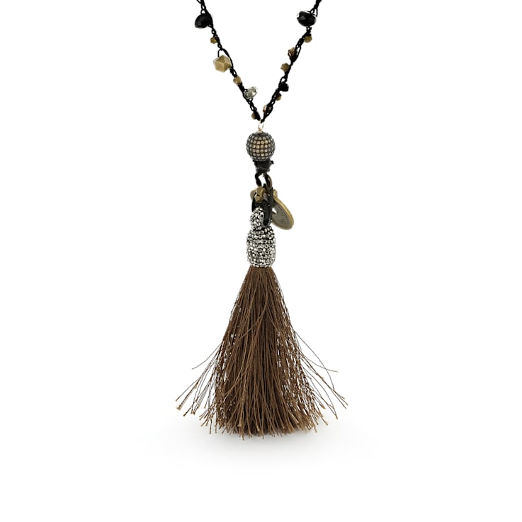 Night Zen Mixed Stone Knotted Necklace, Handmade by Amber Planet Earth.