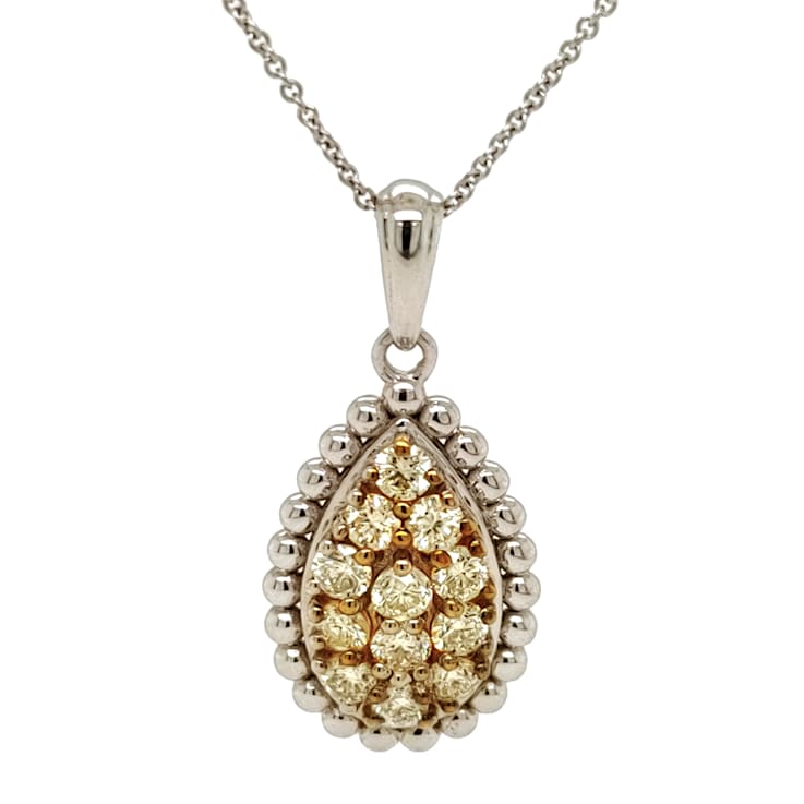 0.90Ctw Yellow Diamond Pendant in 14K Two Tone