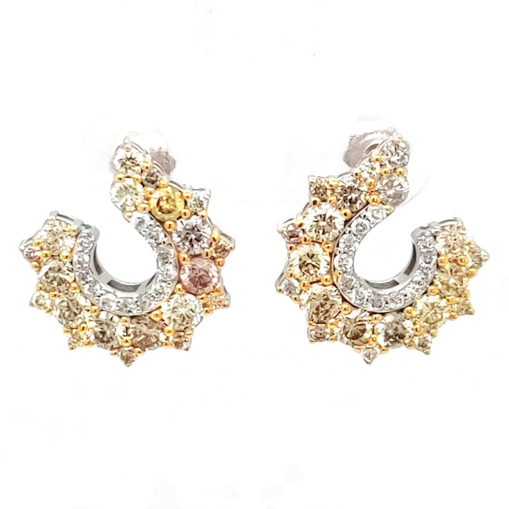 2.08Ctw Multi Diamond Earring in 14K Two Tone