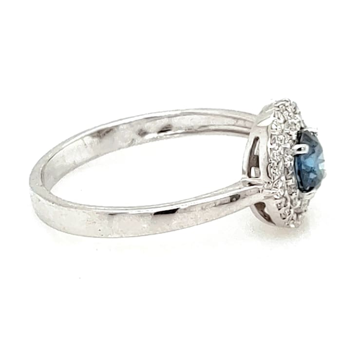 0.44 Ctw CVD Blue Diamond and 0.24 White Diamond Ring in 14K WG