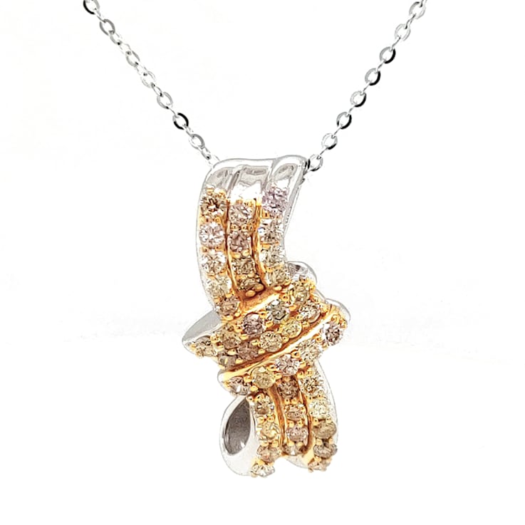 1.05Ctw Multi Diamond Pendant in 14K Two Tone