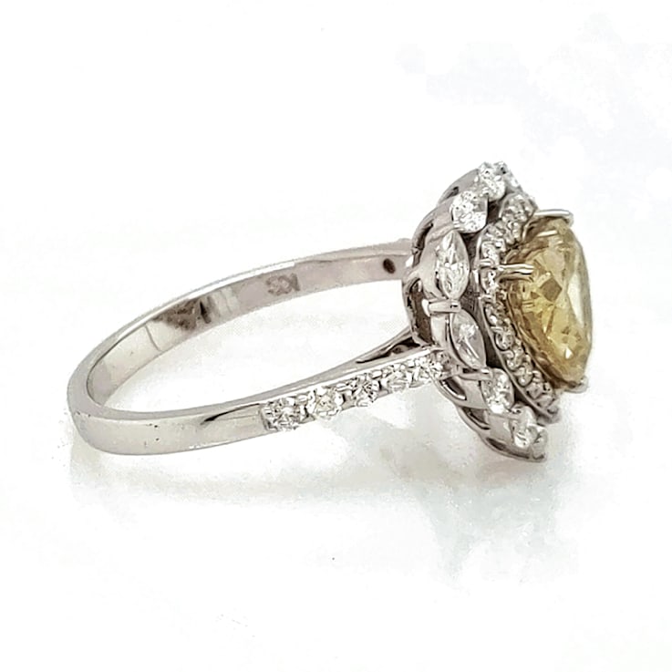 1.5 Ctw Fancy Color Diamond and 0.39 Ctw White Diamond Ring in 14K WG