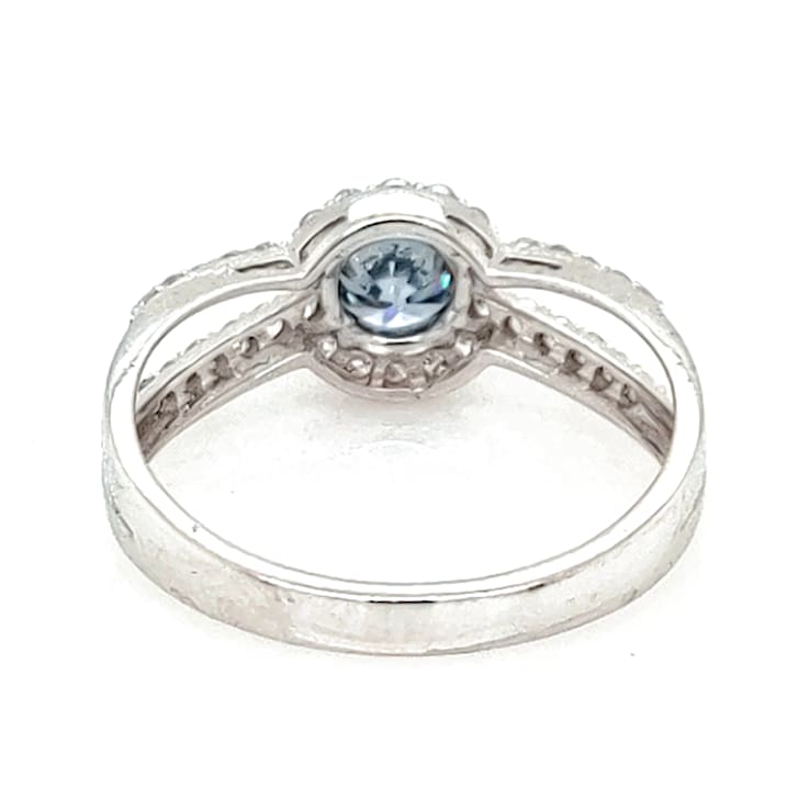 0.64 Ctw CVD Blue Diamond and 0.36 White Diamond Ring in 14K WG