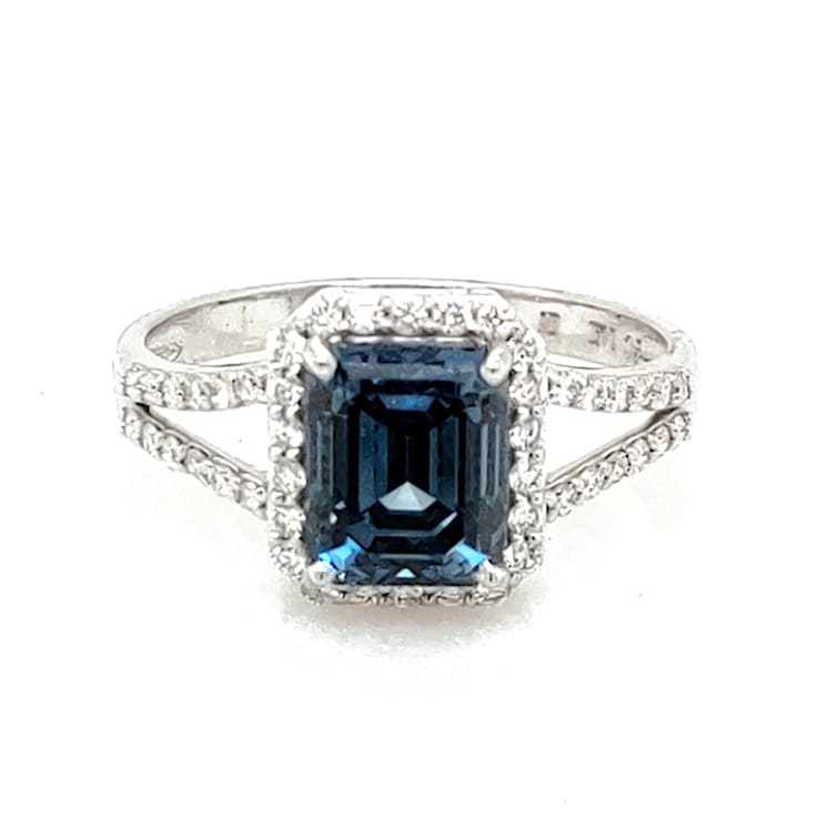 2.26 Ctw CVD Blue Diamond and 0.31 White Diamond Ring in 14K WG