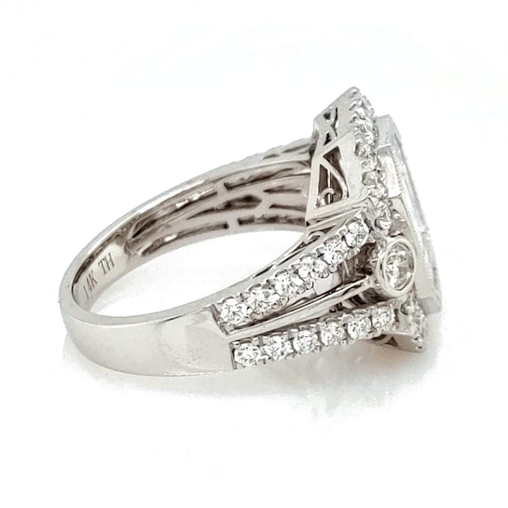 1.35Cts Pie Cut Diamond and 0.90Cts White Diamond Ring in 14K