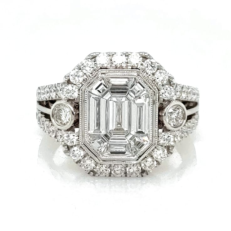 1.35Cts Pie Cut Diamond and 0.90Cts White Diamond Ring in 14K