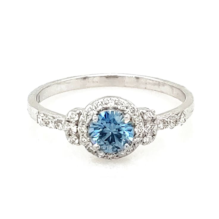 0.43 Ctw CVD Blue Diamond and 0.22 White Diamond Ring in 14K WG