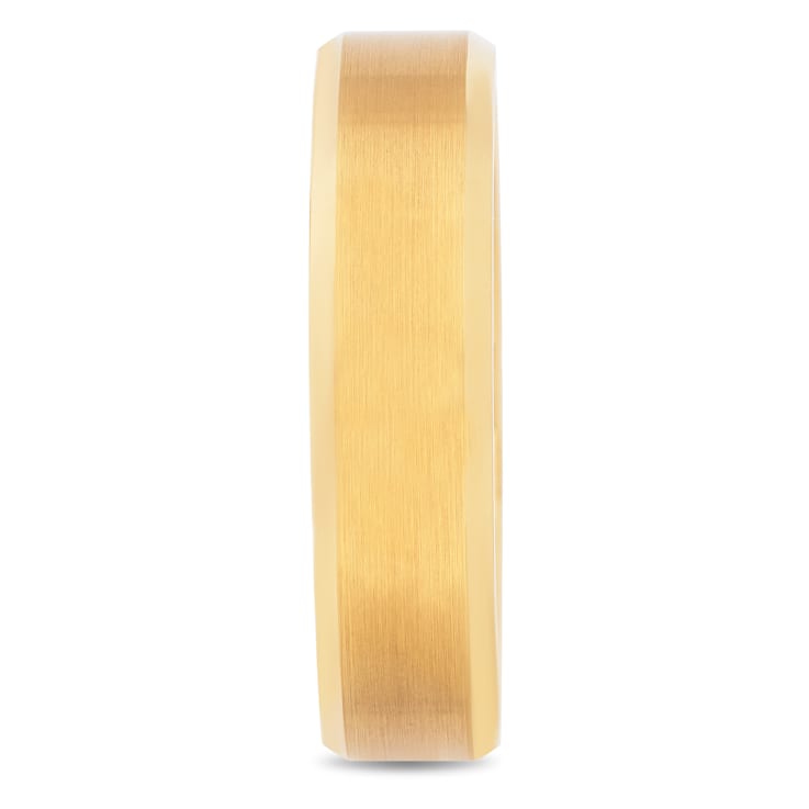 Tungsten Beveled Edge Gold Ion Plating Mens Band