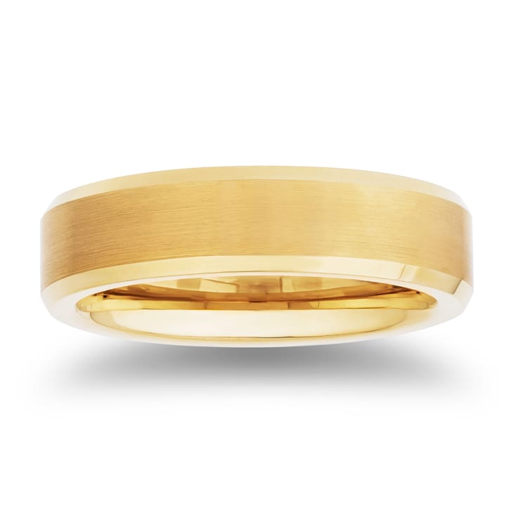 Tungsten Beveled Edge Gold Ion Plating Mens Band