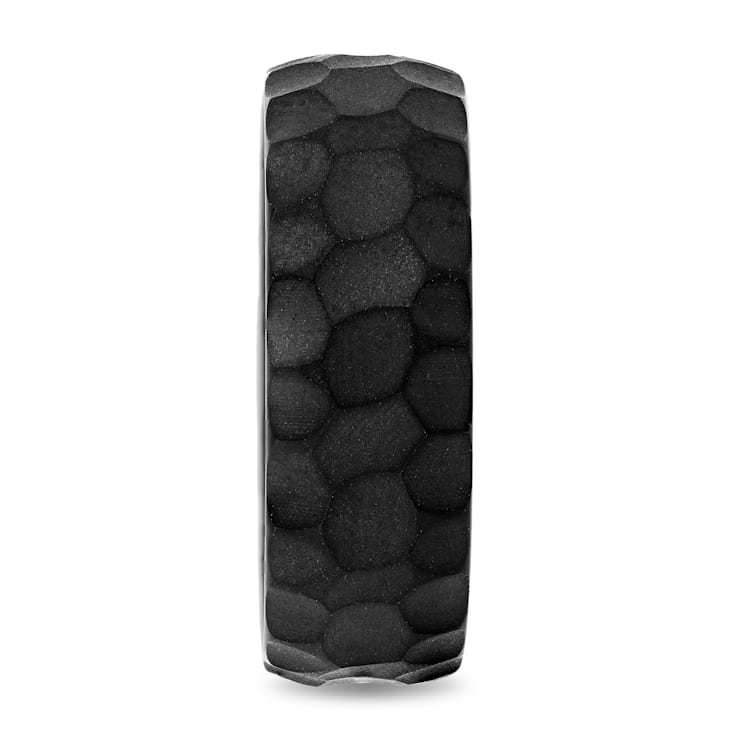 Tungsten Black Ion Plating Hammered Mens Band
