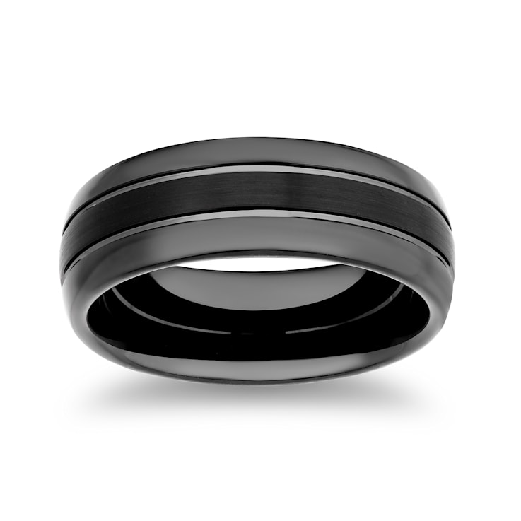 Tungsten Black Ion Plating 2Groove Mens Band