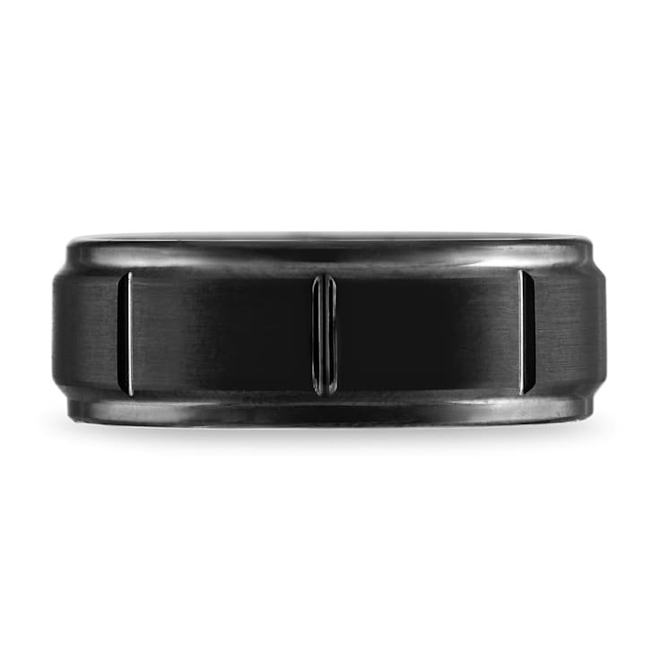 Tungsten Black Ion Plating Step Edge Mens Band
