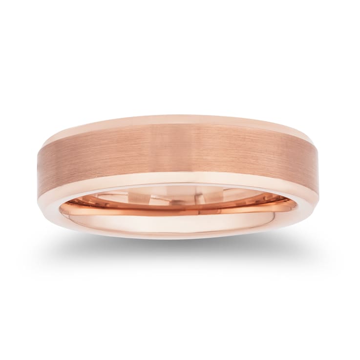 Tungsten Beveled Edge Rose Ion Plating Mens Band