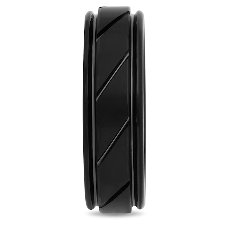 Tungsten Black Ion Plating Ribbon Pattern Mens Band