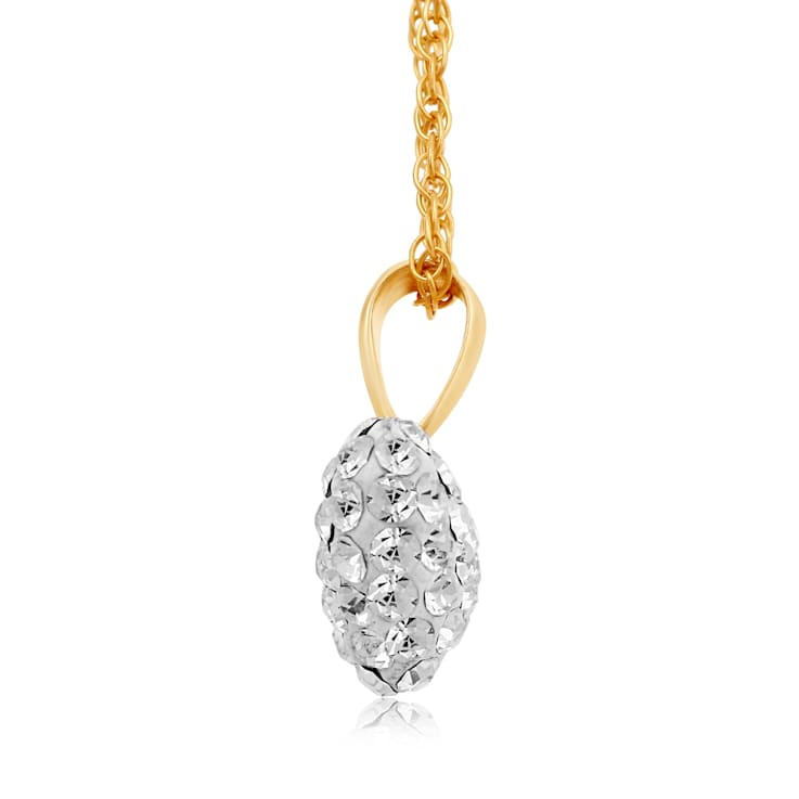 Jewelili 10K Yellow Gold White Crystal Heart Pendant with 14K Gold
Filled Chain