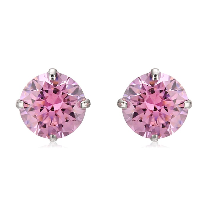 10K Gold 5 MM Round White Cubic Zirconia Stud Earrings