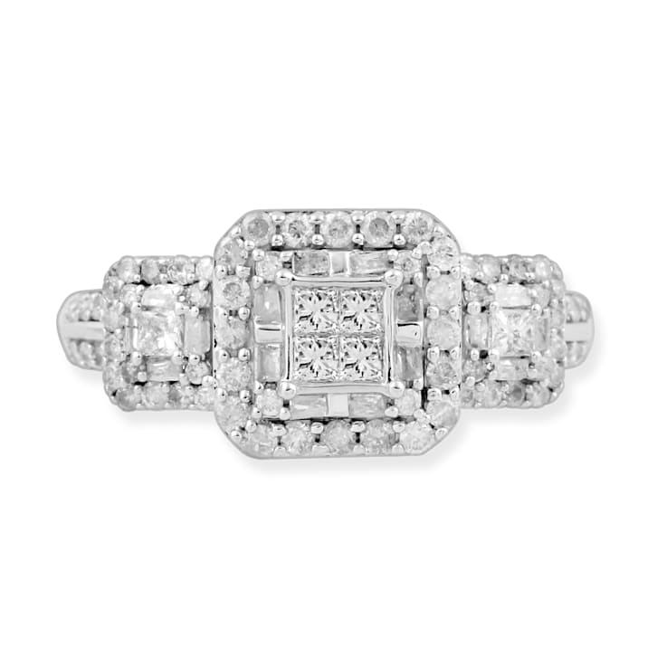 White Diamond 10K White Gold Engagement Ring 1.00Ctw.
