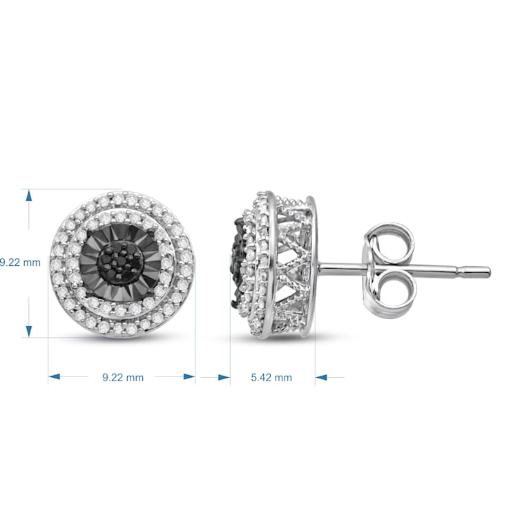 Treated Black & White Diamond Sterling Silver Cluster Stud Earrings
0.25 CTW