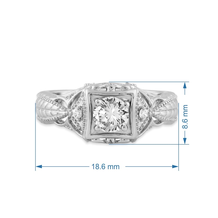 Cubic Zirconia Sterling Silver Vintage Wedding Engagement Ring 1.0 CTW