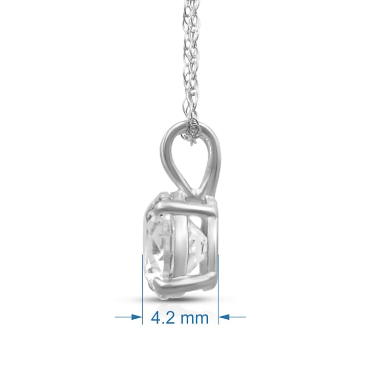 Jewelili 10K White Gold 6.5MM Round Cubic Zirconia Solitaire Pendant
with Rope Chain