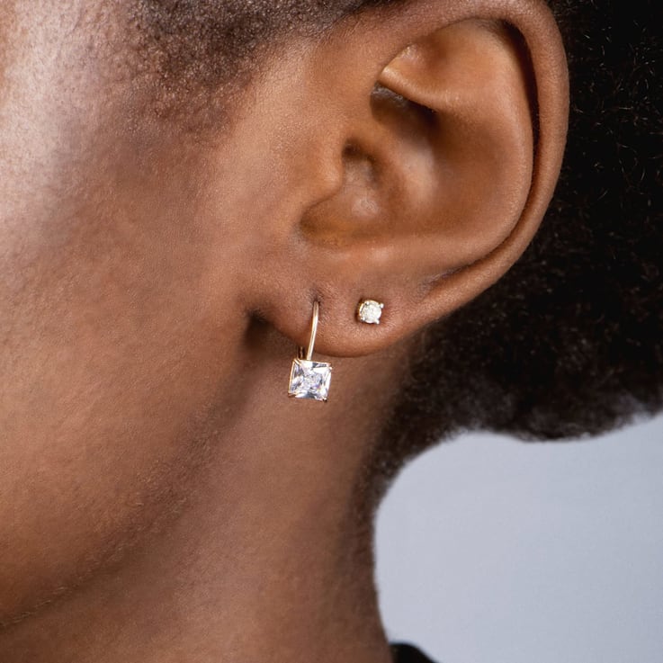 Cubic Zirconia 10K Yellow Gold Dangle Earrings 1.52 CTW