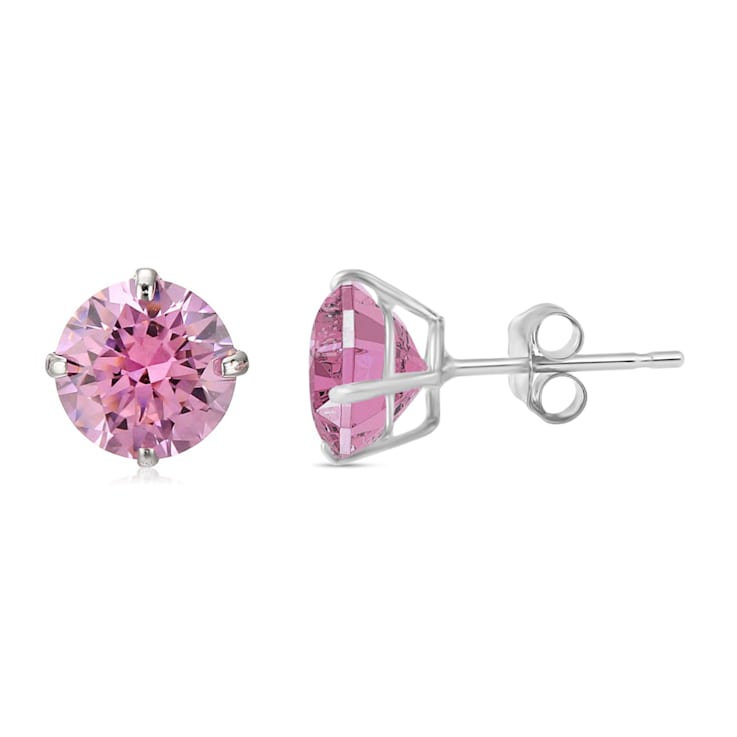 10K Gold 5 MM Round White Cubic Zirconia Stud Earrings