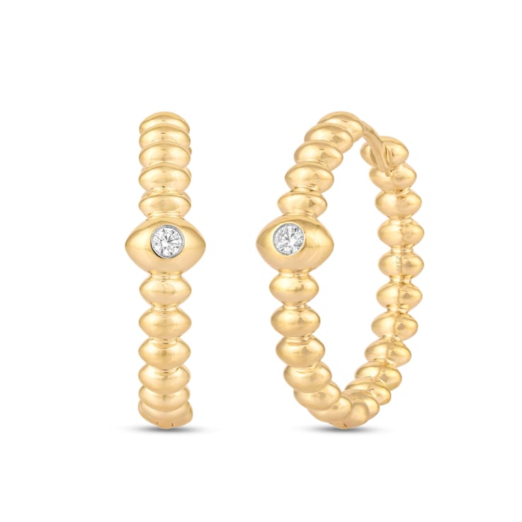 MFY x Anika Yellow Gold over Sterling Silver with 1/20 Cttw Lab-Grown
Diamond Hoop Earrings