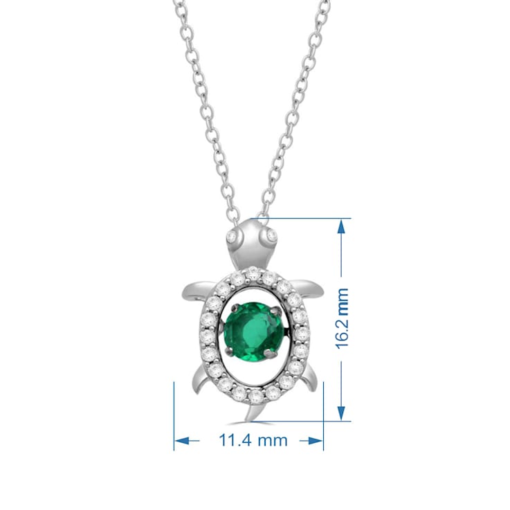 Jewelili Sterling Silver Green Quartz Triplet and Created White Sapphire
Whimsical Turtle Pendant