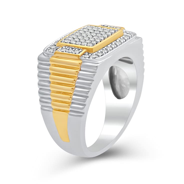 Natural White Diamond 14K Yellow Gold Over Sterling Silver Men's Ring
0.50 CTW