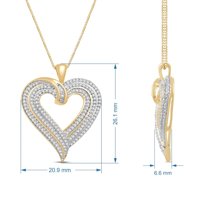 White Diamond 10K  Yellow Gold Heart Pendant 0.50 CTW
