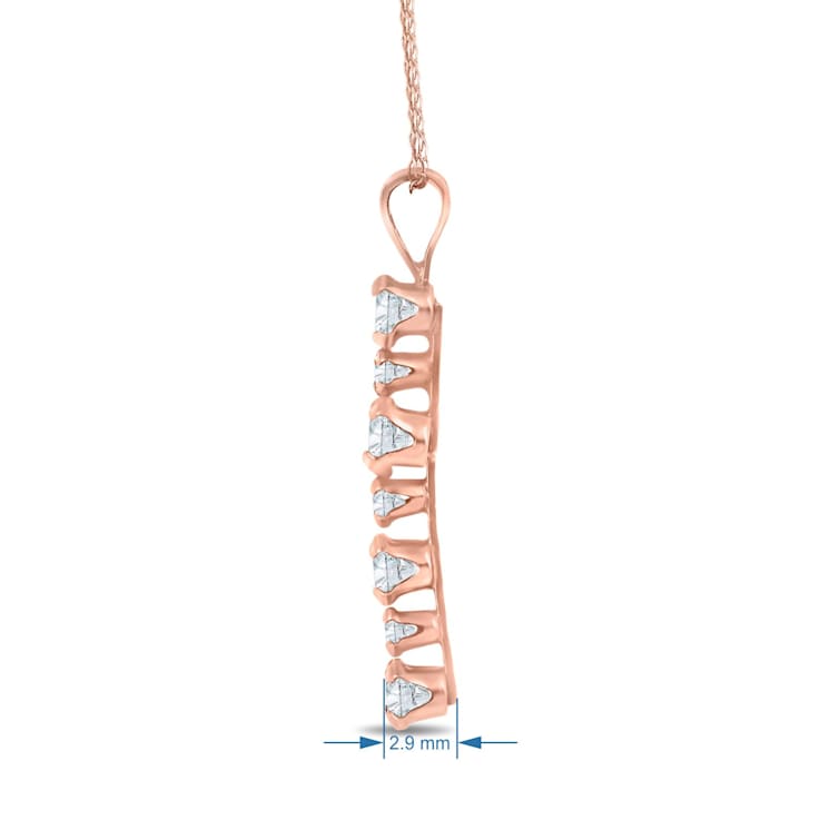 Jewelili 10K Rose Gold Round White Cubic Zirconia Cross Pendant with
Rope Chain