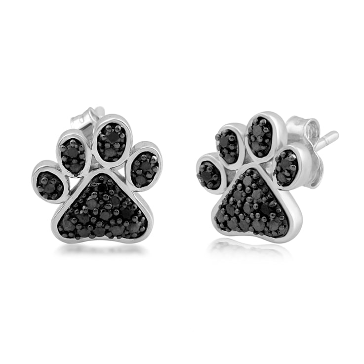 Treated Black Diamond Sterling Silver Stud Earrings 0.16 CTW