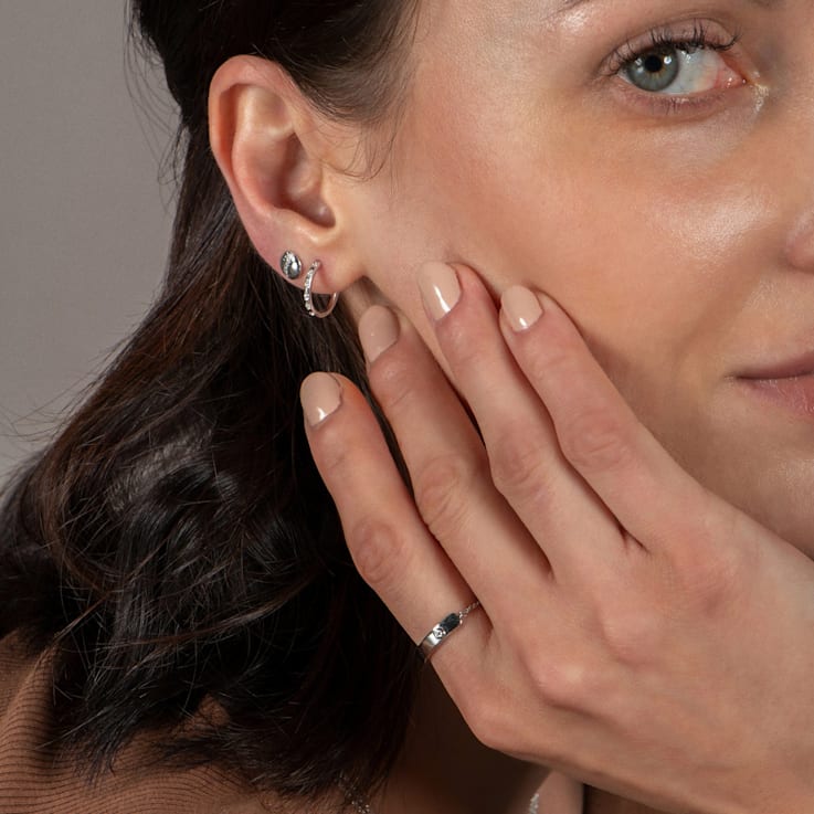 MFY x Anika Sterling Silver with 1/10 cttw Lab Grown Diamond Hoop Earrings