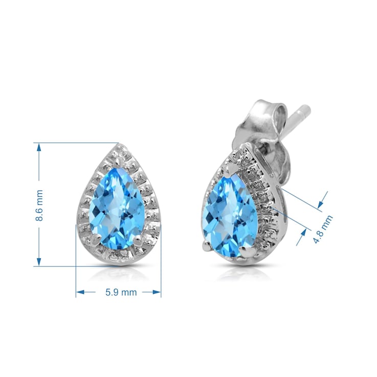 Jewelili Sterling Silver Swiss Topaz and Natural Diamond Pendant and
Earrings Jewelry Set