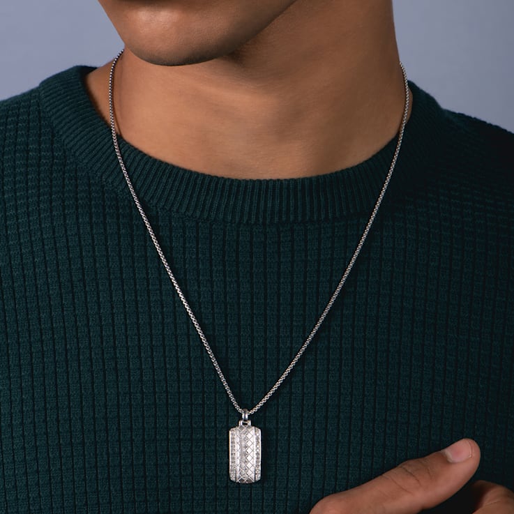 Mens diamond dog tag necklace deals