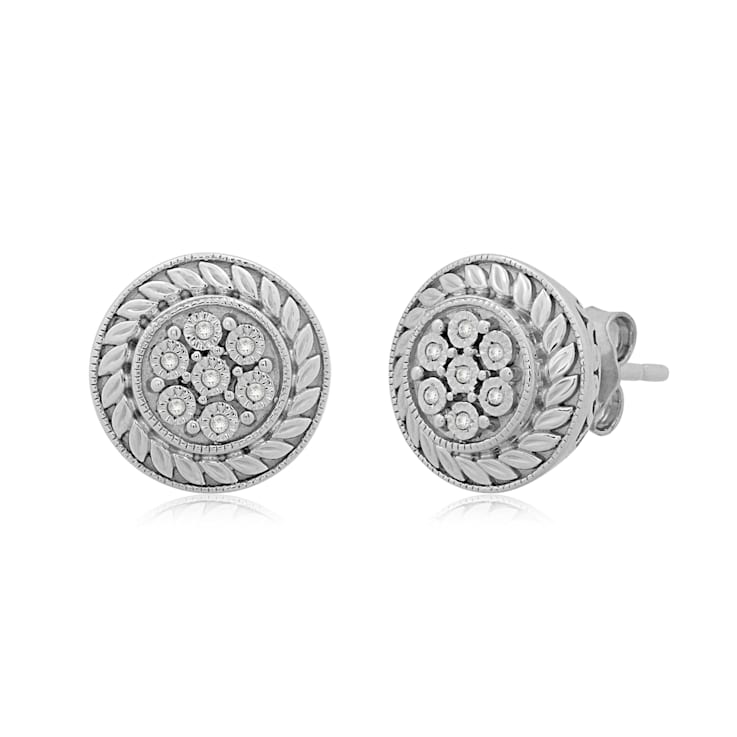 White Diamond Accents Sterling Silver Stud Earrings