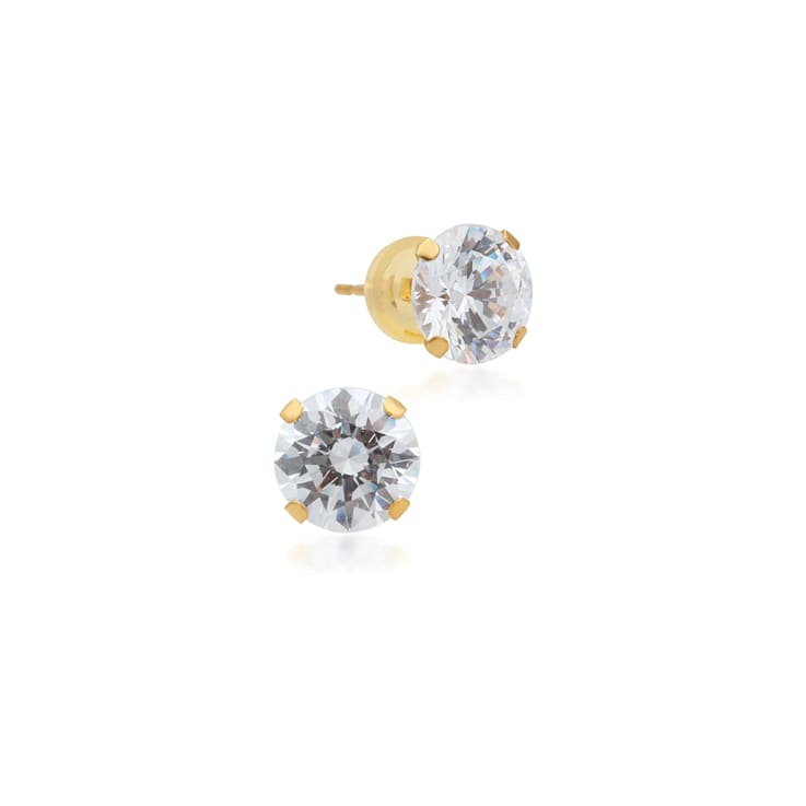 Jewelili 10K White and Yellow Gold 7 MM Round White Cubic Zirconia Stud
Earrings Box Set