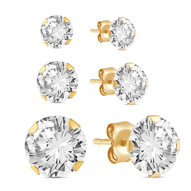 Gold stud earrings 2025 set of 3