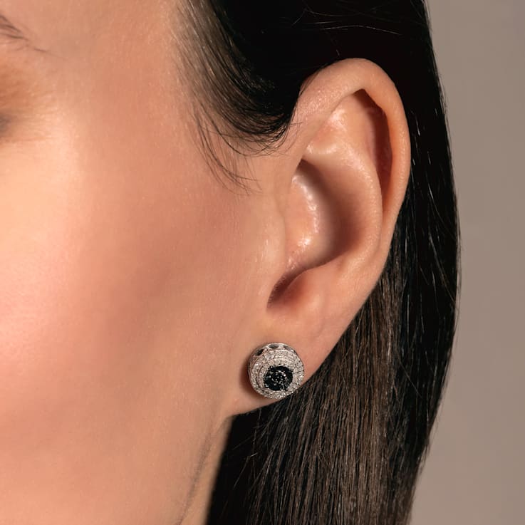 Treated Black & White Diamond Sterling Silver Cluster Stud Earrings
0.25 CTW